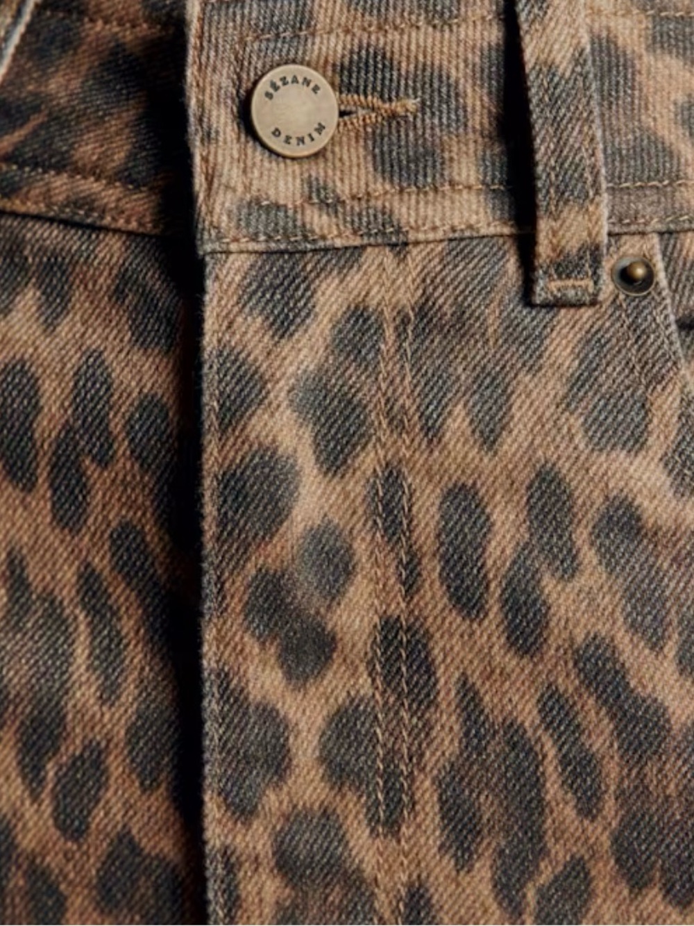 Sezane Le Crop Nevada Leopard Jeans - Size 34 (French) / size 2 US - Picture 3 of 8